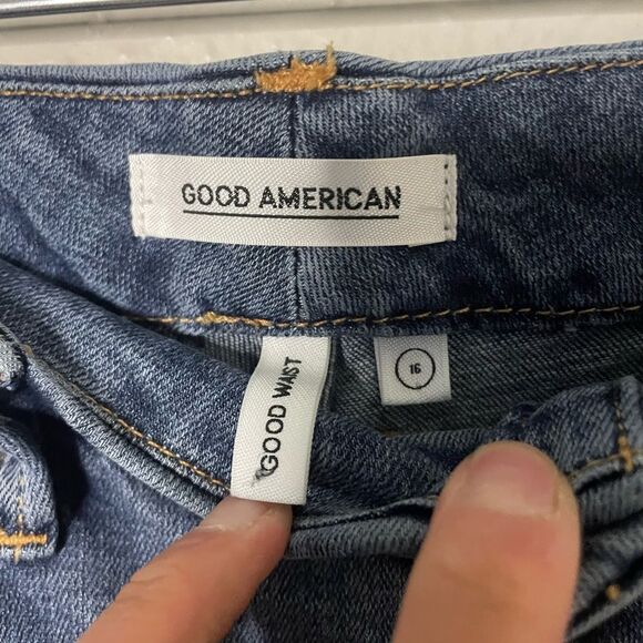 Women’s Good American Good Legs Blue Distressed Jeans RN151301 Size 16 stretchy - Picture 5 of 10